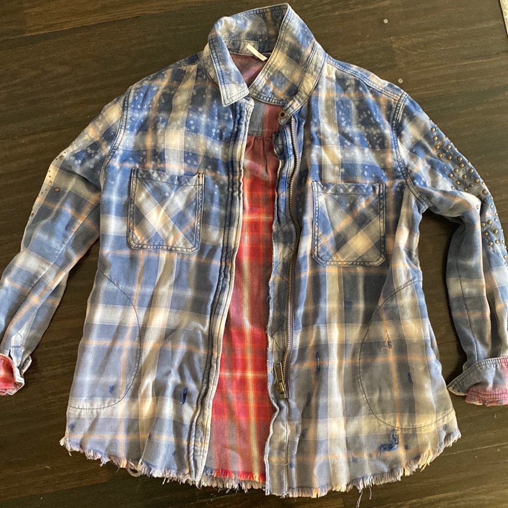 Free people distressed/embellished shacket